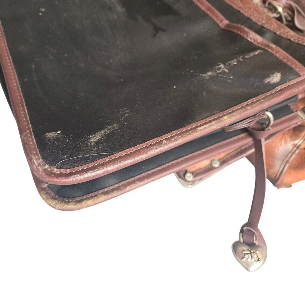 Vintage Brighton‎ Briefcase Organizer Bag Leather Two Tone Croc Embossed Western